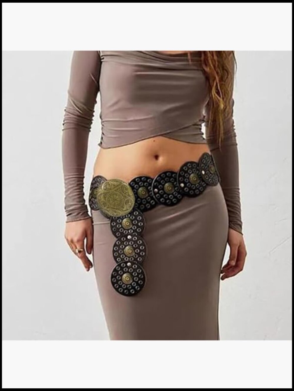 Western Concho Belt Cowgirl Style Wide Leather Waist Belt for Dresses & Denim - Picture 4 of 7